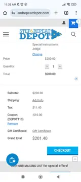 DEPOTT10 coupon verification screenshot