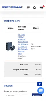 StepperOnline coupon verification screenshot