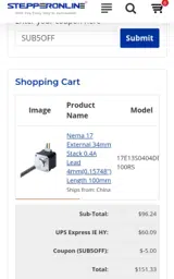 StepperOnline coupon verification screenshot