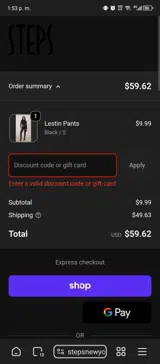 Steps New York coupon verification screenshot