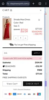 Steps New York coupon verification screenshot
