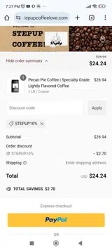Stepup10% coupon verification screenshot