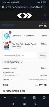 Welcomeback coupon verification screenshot