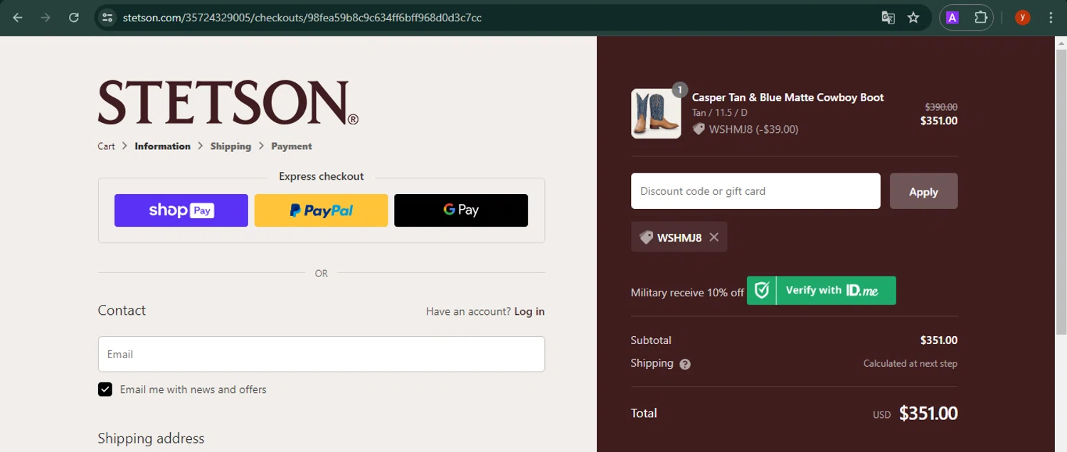 Stetson Discount Codes 10 Off October 2024