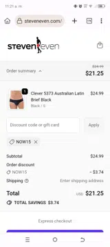 NOW15 coupon verification screenshot