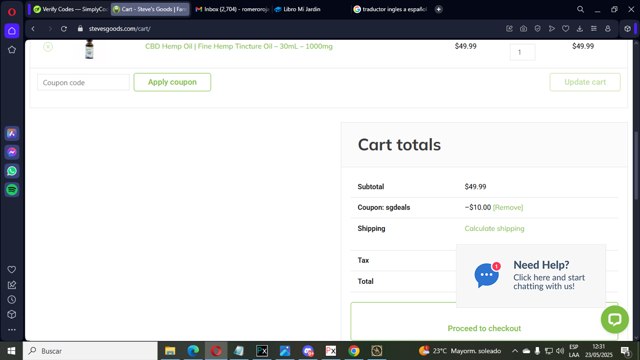 Steve's Goods checkout page showing Steve's Goods promo code box | Screenshot taken by SimplyCodes community member on May 23, 2025
