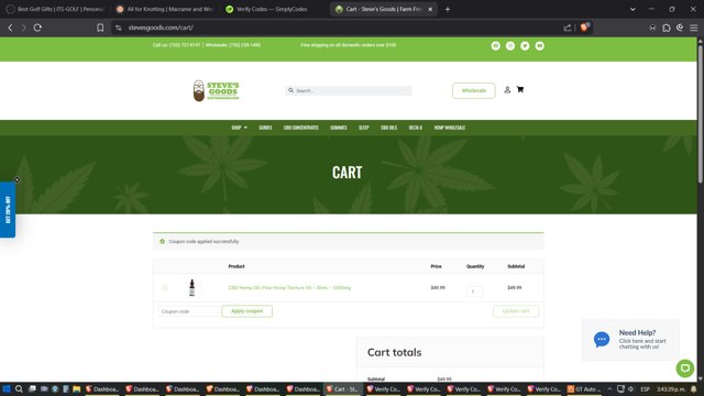 Steve's Goods checkout page showing Steve's Goods promo code box | Screenshot taken by SimplyCodes community member on May 23, 2025