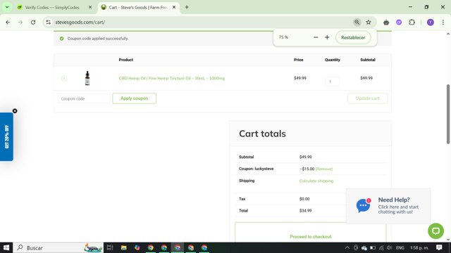 Steve's Goods checkout page showing Steve's Goods promo code box | Screenshot taken by SimplyCodes community member on May 23, 2025