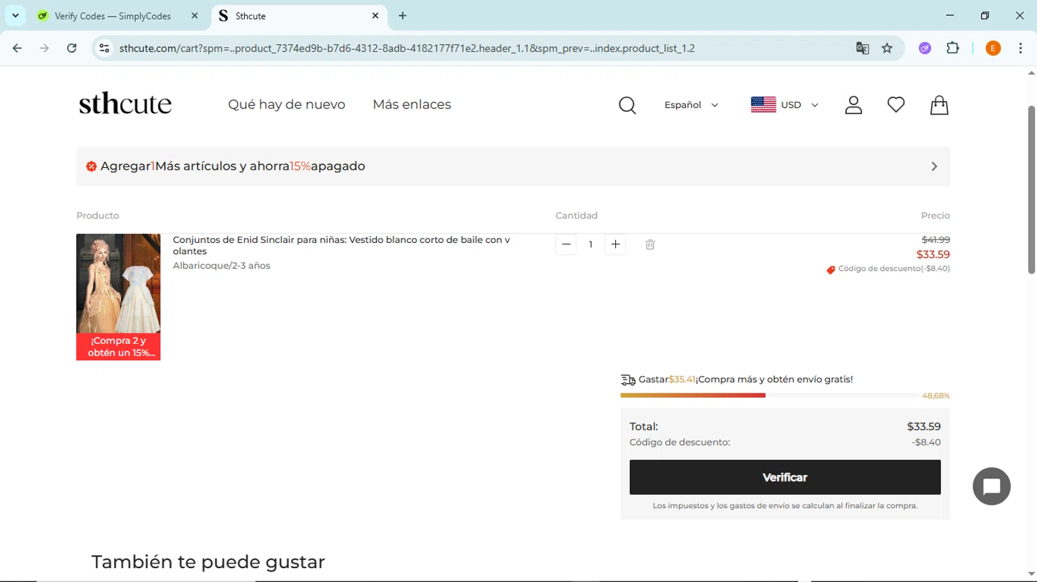Sthcute checkout page showing Sthcute coupon code box | Screenshot taken by SimplyCodes community member on Nov 4, 2025