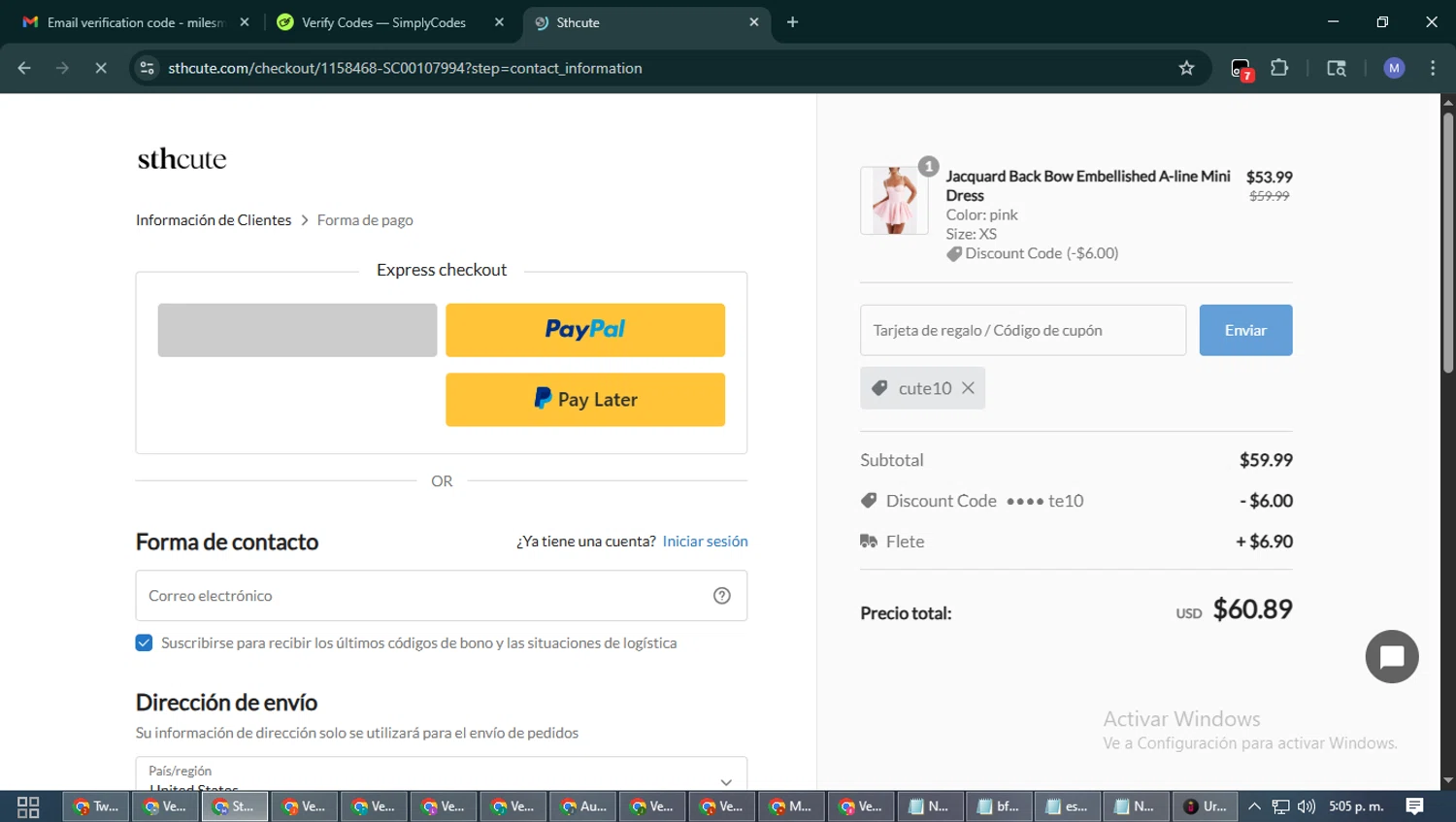 Sthcute checkout page showing Sthcute coupon code box | Screenshot taken by SimplyCodes community member on Oct 6, 2025