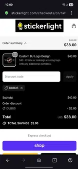 DUBU5 coupon verification screenshot