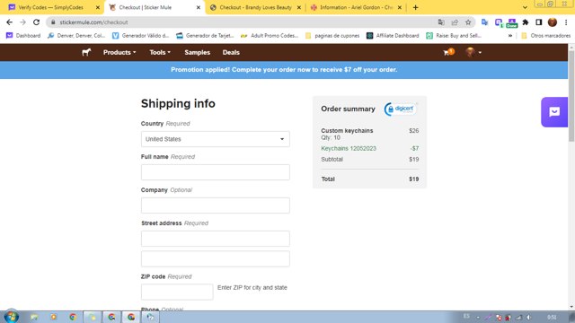 Sticker Mule checkout page showing Sticker Mule promo code box | Screenshot taken by SimplyCodes community member on Dec 8, 2023