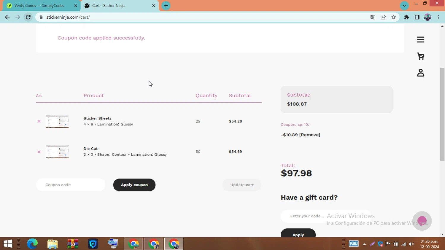 where to use Stickersbanners promo code box