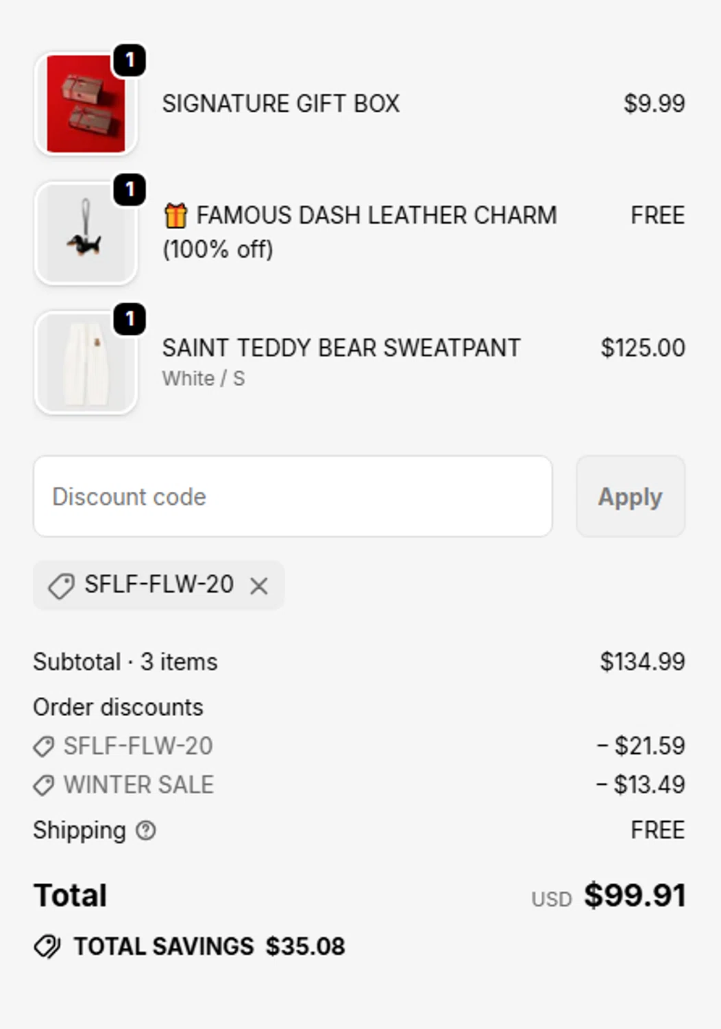 Sticky Zoo promo code screenshot showing code SFLF-FLW-20 applied at Sticky Zoo checkout page. Uploaded by SimplyCodes community member MARIO12 on Jan 10, 2026