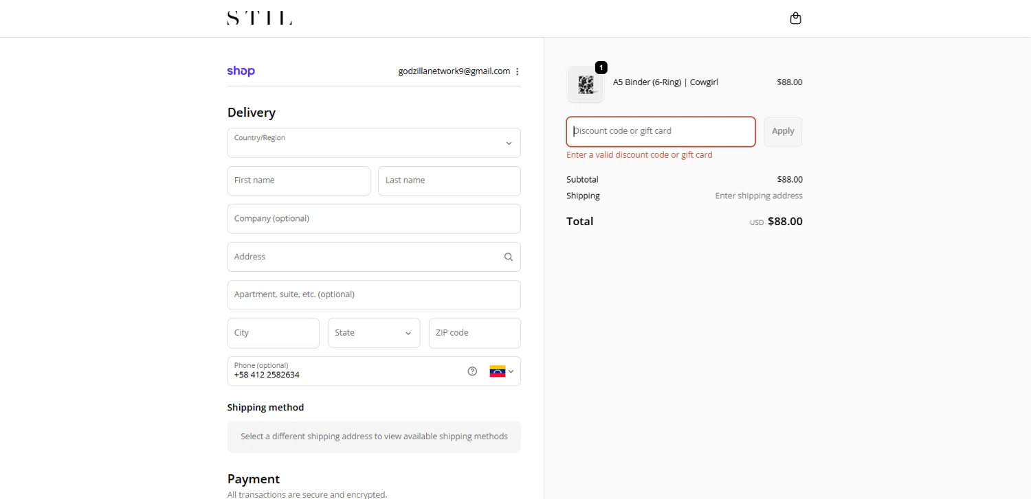 STIL Classics promo code screenshot showing code USALOVE applied at STIL Classics checkout page. Uploaded by SimplyCodes community member dimitriv on Oct 6, 2025