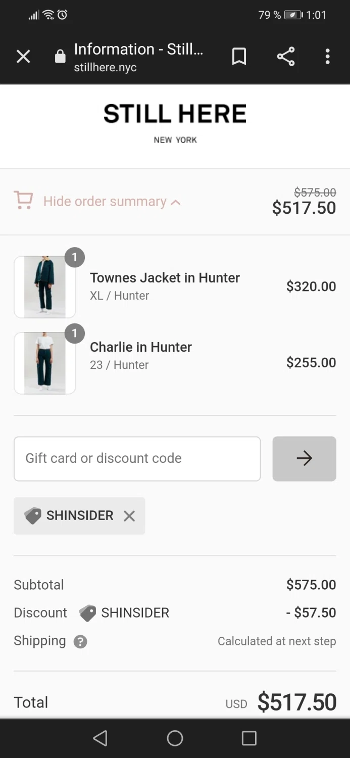 Still Here checkout page showing Still Here discount code box | Screenshot taken by SimplyCodes community member on Mar 6, 2022