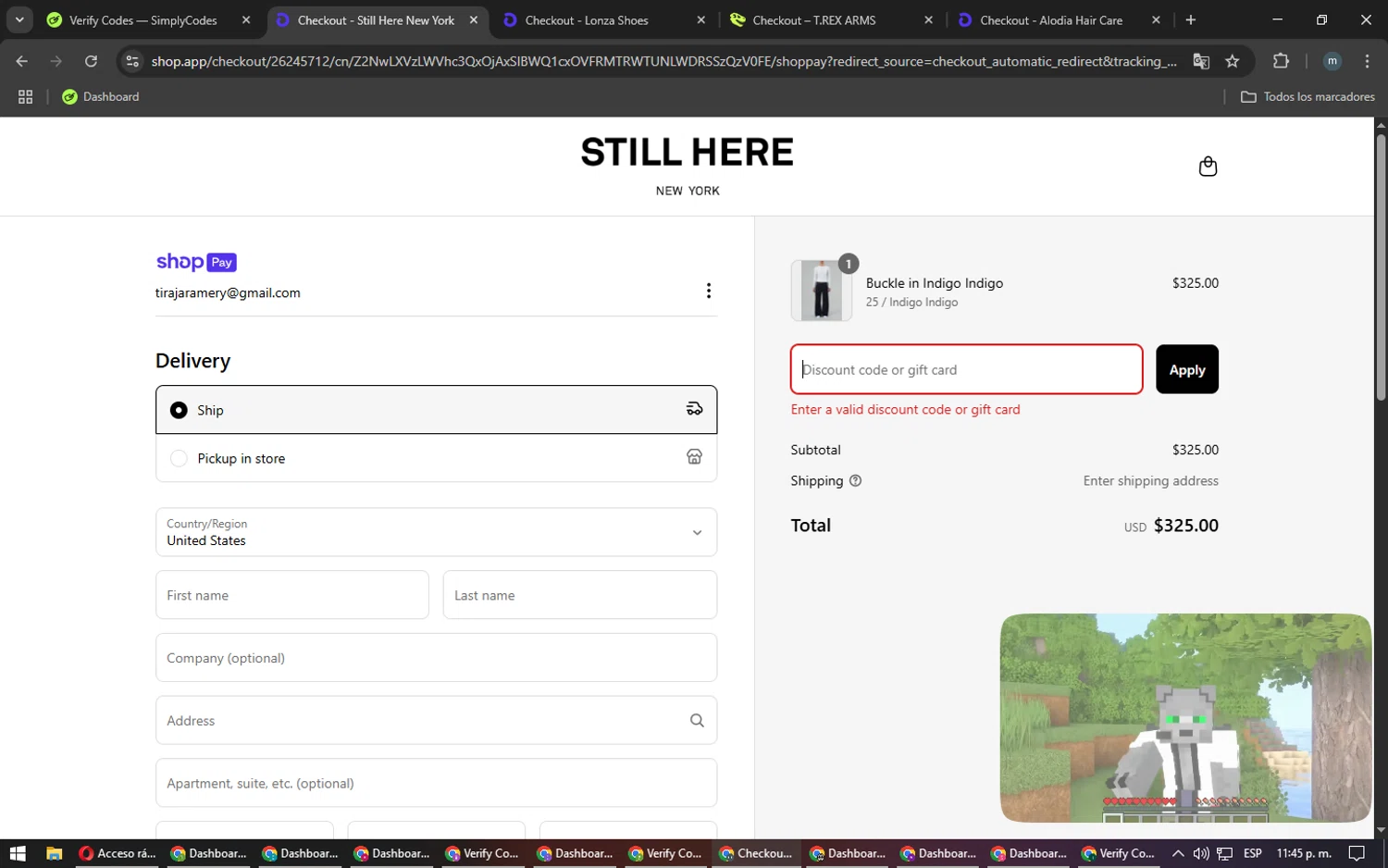 Still Here discount code screenshot showing code autumn20 applied at Still Here checkout page. Uploaded by SimplyCodes community member CoinHunter3841 on Mar 21, 2025