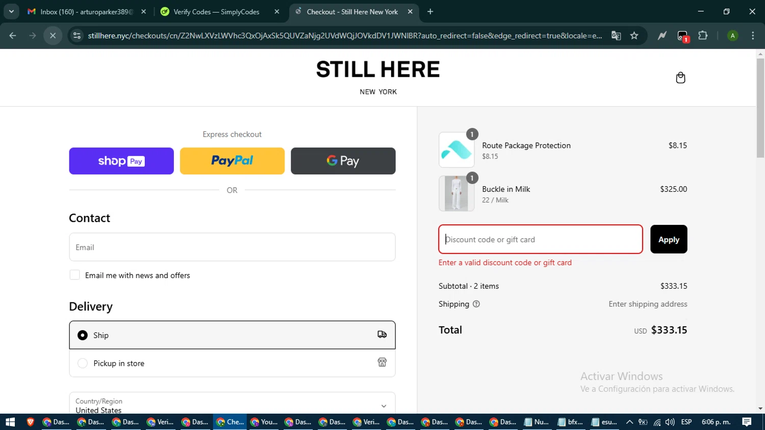 Still Here discount code screenshot showing code GOTJEANS applied at Still Here checkout page. Uploaded by SimplyCodes community member CashLynx5338 on Mar 6, 2025