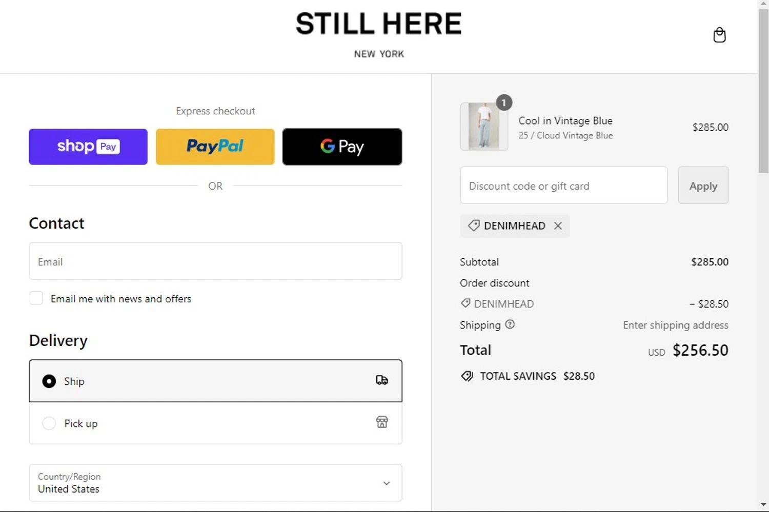 Still Here checkout page showing Still Here discount code box | Screenshot taken by SimplyCodes community member on May 20, 2024