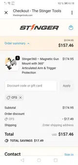 CFS coupon verification screenshot