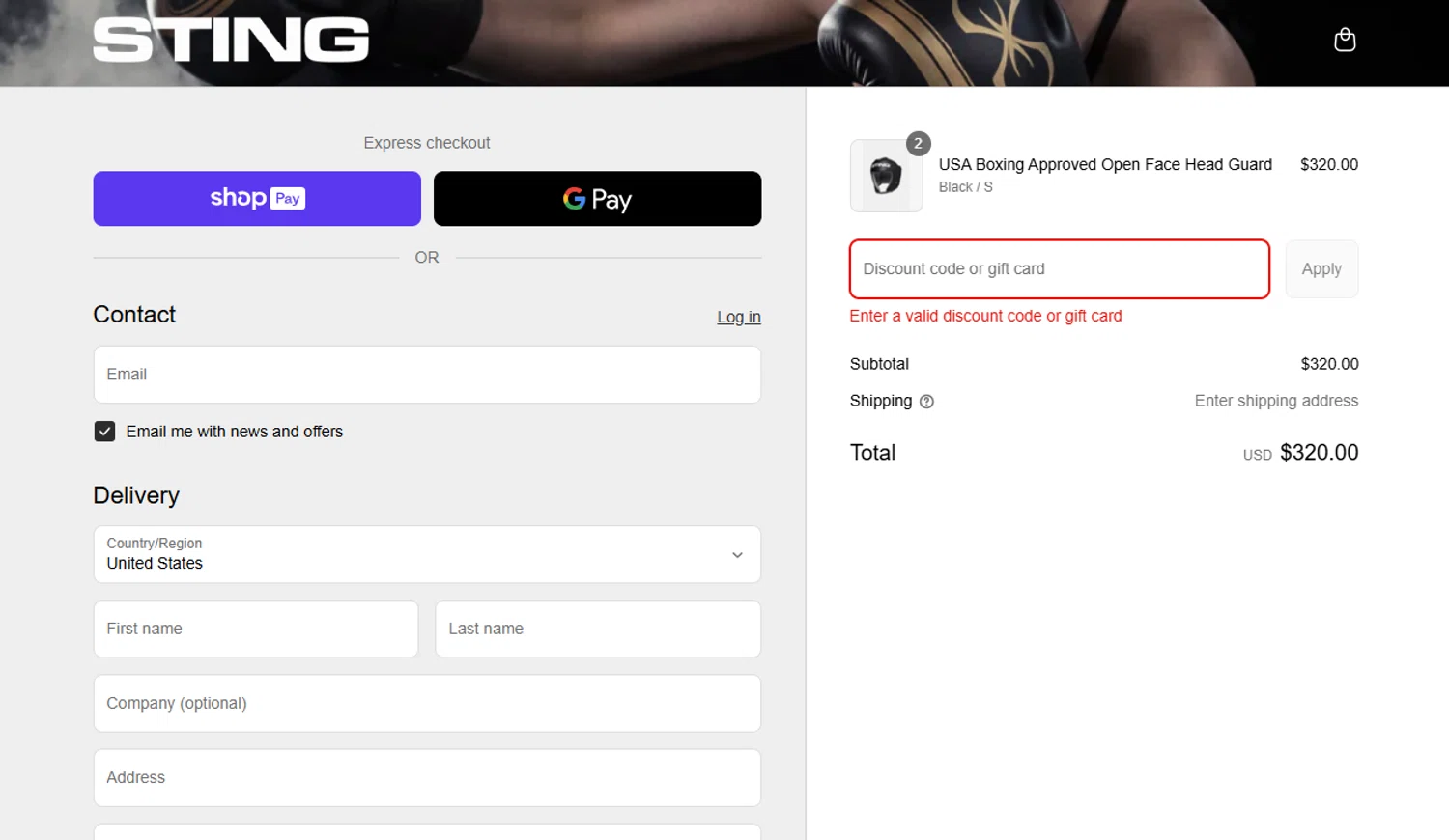 Sting Sports discount code screenshot showing code welcome10 applied at Sting Sports checkout page. Uploaded by SimplyCodes community member Dallas on Jun 22, 2025