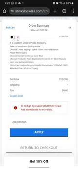 GOLDRUSH5 coupon verification screenshot