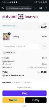 Stitchin' Heaven coupon verification screenshot