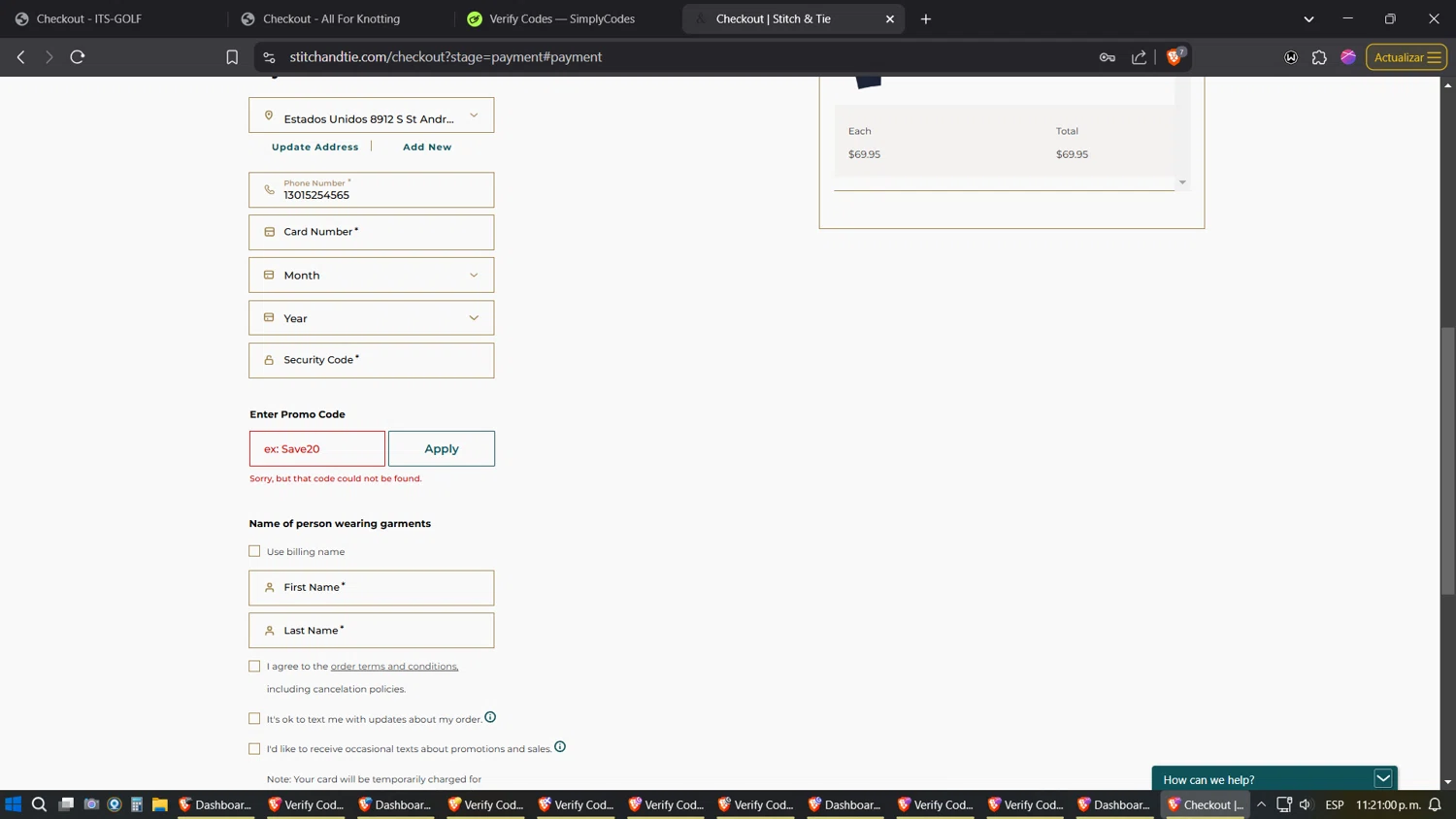 Stitch & Tie promo code screenshot showing code EASTER applied at Stitch & Tie checkout page. Uploaded by SimplyCodes community member JhonatanGomez on Mar 25, 2025
