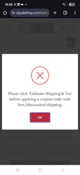 SHIPFREE coupon verification screenshot