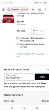 St. Louis Blues Shop coupon verification screenshot