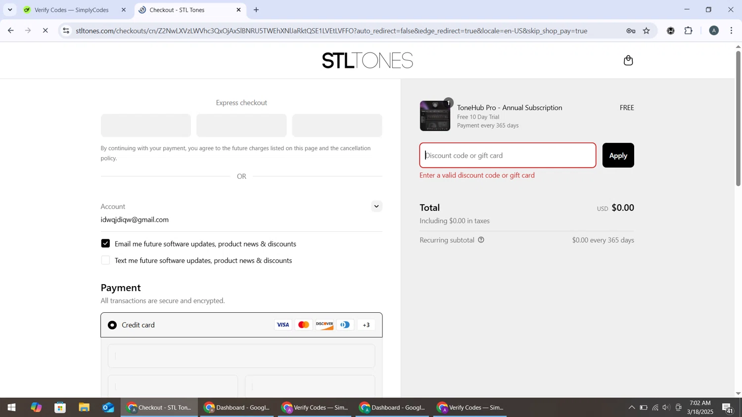 STL Tones discount code screenshot showing code EDUJ8HCSTK applied at STL Tones checkout page. Uploaded by SimplyCodes community member BonusMonarch7015 on Mar 18, 2025