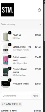 SUNSHINE10 coupon verification screenshot