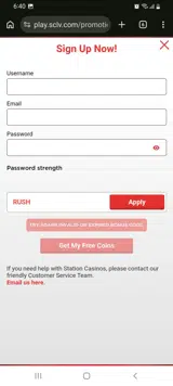 STN Play coupon verification screenshot