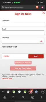 STN Play coupon verification screenshot