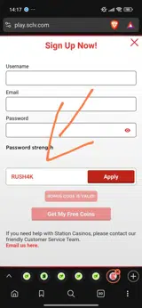 STN Play coupon verification screenshot
