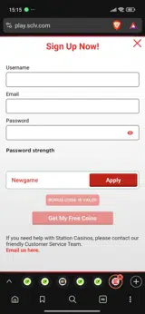 STN Play coupon verification screenshot