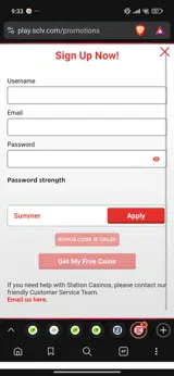 STN Play coupon verification screenshot