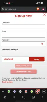 STN Play coupon verification screenshot