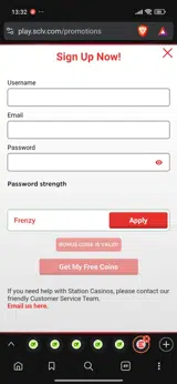 STN Play coupon verification screenshot