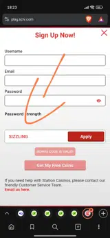 STN Play coupon verification screenshot