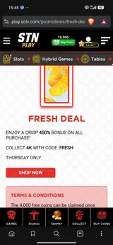 STN Play coupon verification screenshot