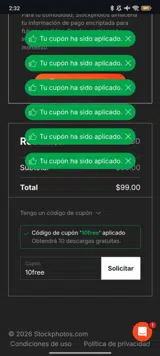 Stockphotos coupon verification screenshot