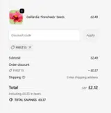 FIRST15 coupon verification screenshot