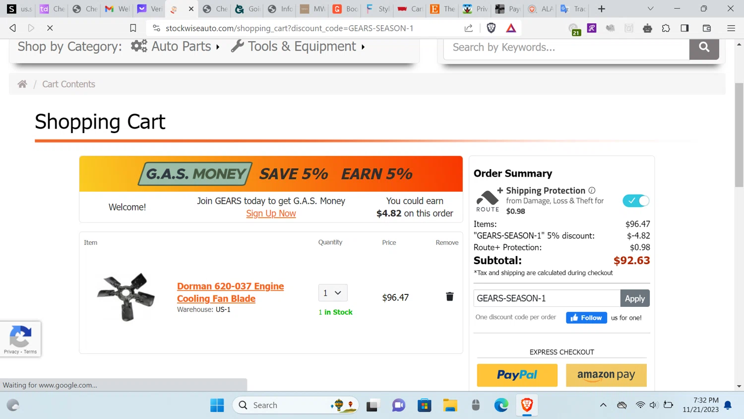 where to use Stockwiseauto promo code box