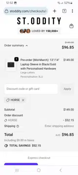 St. Oddity coupon verification screenshot