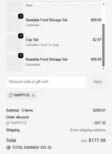 happy15 coupon verification screenshot