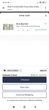 WELCOME20 coupon verification screenshot