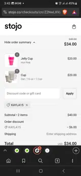 Kayla15 coupon verification screenshot