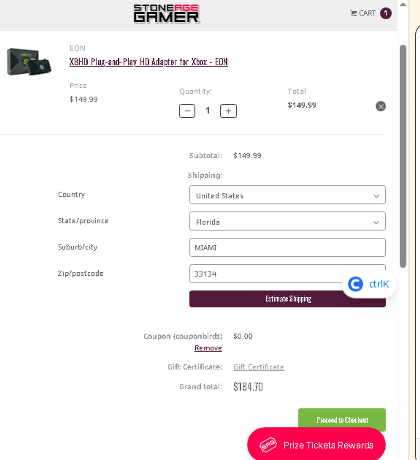 Stone Age Gamer promo code screenshot showing code couponbirds applied at Stone Age Gamer checkout page. Uploaded by SimplyCodes community member AMANDA2681 on Aug 25, 2025