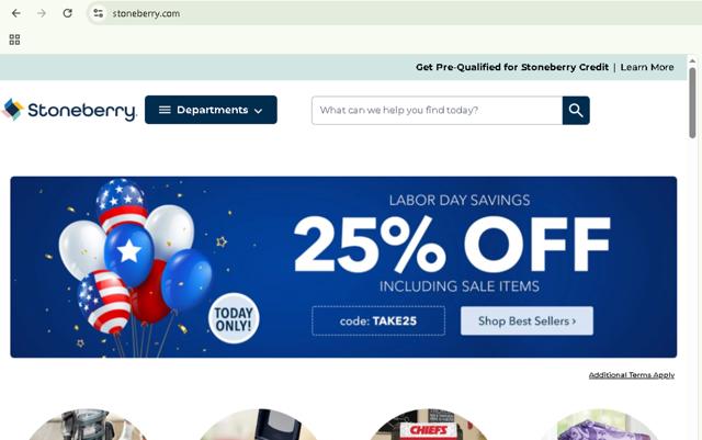 Stoneberry checkout page showing Stoneberry promo code box | Screenshot taken by SimplyCodes community member on Sep 1, 2025